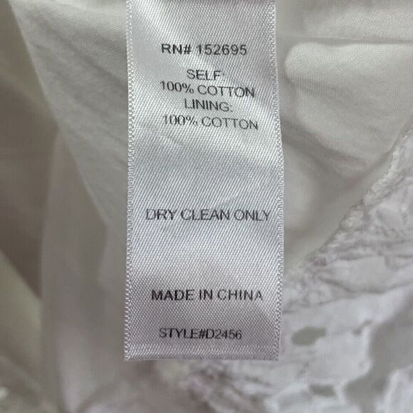 SLATE & WILLOW Ruffle Dress Women Large White Eyelet Midi Tiered 100% Cotton - Picture 15 of 15